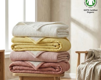 Bio-Baumwolle Musselin Decke - 4-lagige Musselin-Decke - Weiche, atmungsaktive Decke - Baby nach California King