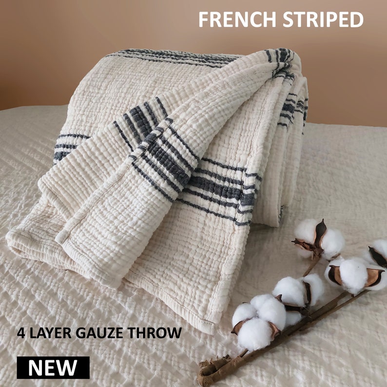 Boho King Size Cotton Gauze Throw Blanket Dual Color Soft Etsy