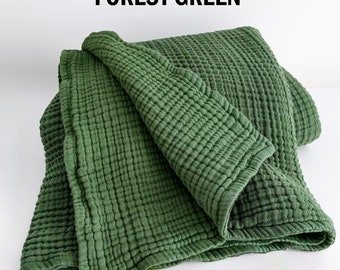Organic Muslin Throw Blanket: Dual Color 8-Layer Gauze, Custom Size