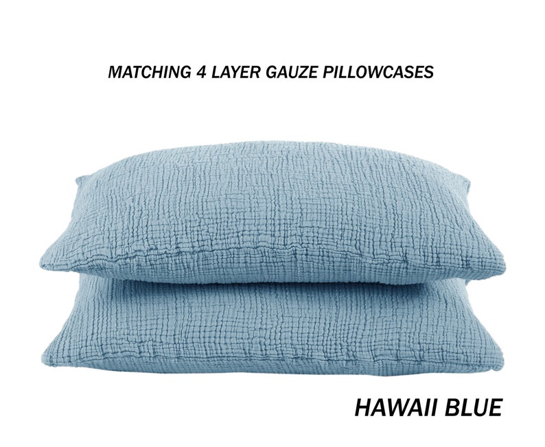 Hawaii Blue Pure Cotton 4 Layer Gauze 4 Seasons Throw, California King, Queen, Twin, Toddler,Gauze Blanket, Adult Oversized Cotton Throw image 8