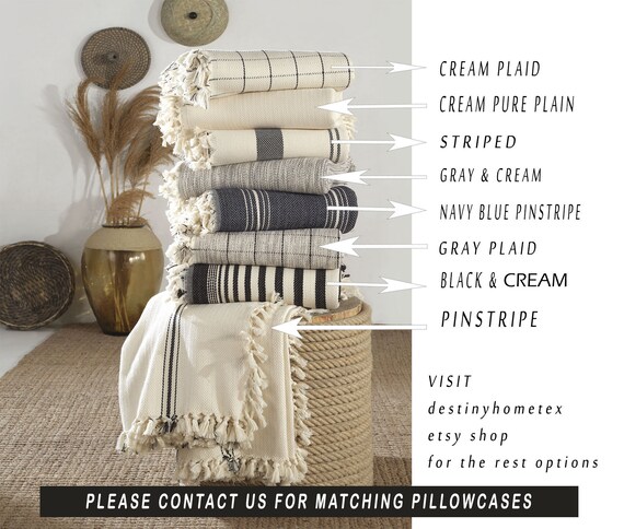 Rustic Pure Cotton Throw Blanket Cotton Farmhouse Large Throw