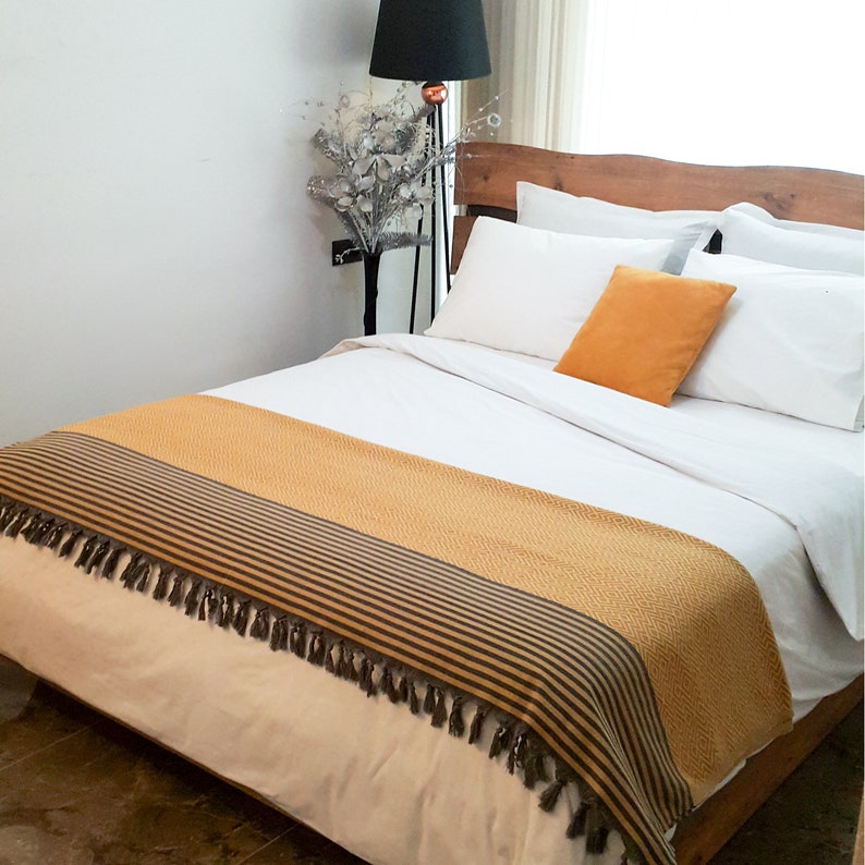 Oversized Bed Blanket, Cozy Blanket, Organic Boho Throw Blanket, Gray 79x102 Inches Throw, Turkish Throw Blanket, Boho Woven Blankets Throw Mustard