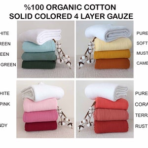 Organic %100 Pure Cotton 4 Layer Soft Lightweight Gauze Throw Blankets and Pillowcases, Available for Adults, Teenagers, Kids and babies image 10