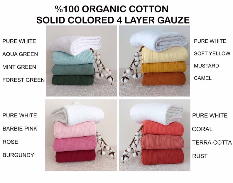 Organic %100 Pure Cotton 4 Layer Soft Lightweight Gauze Throw Blankets and Pillowcases, Available for Adults, Teenagers, Kids and babies image 10