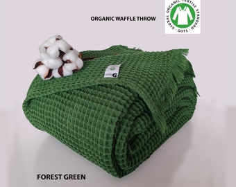 Lanzamientos de gofres orgánicos %100 algodón puro, lanzamiento de gofres de algodón para sofás, para ropa de cama disponible en tamaños King, Queen, Twin, Toddler y Baby