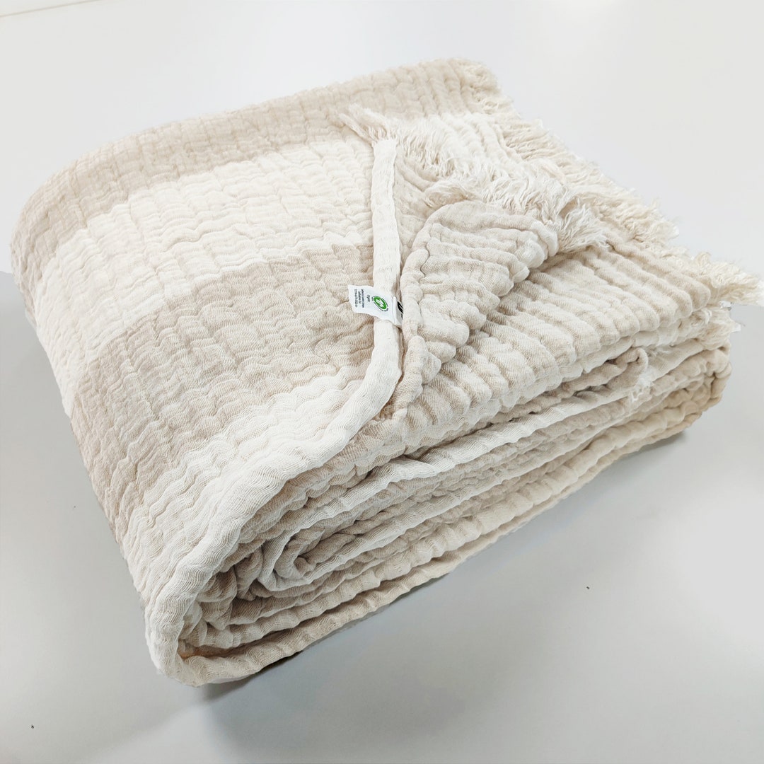 Organic Linen & Gauze 6 Layered Luxury Lightweight Throw Blankets