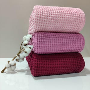 Organic Turkish Cotton Waffle Throw Blanket: Lightweight Breathable Bedding