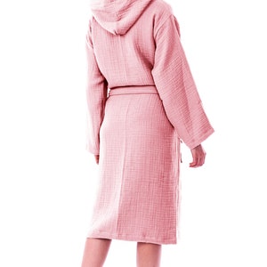 Unisex Organic 4 Layer Gauze Robe, Muslin Bathrobe, Cozy Dressing Gown, Soft and Chic Sauna Robe, Single Color Muslin Robe, Gift for Woman image 2