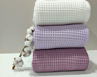 Manta de algodón orgánico con textura de gofre: ropa de cama ligera y transpirable