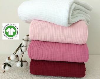 Garza a 4 strati in puro cotone organico al 100% in tonalità rosa, coperte e federe in mussola, disponibili per adulti, adolescenti, bambini e neonati