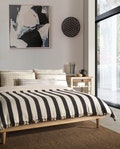 Cream and Black Cotton Throw Blanket, Summer Large Throw Blanket, Handwoven Boho Blanket, Lightweight Throw Blanket