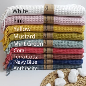 Soft Waffle Cotton Towel, Stone Washed Cotton Turkish Towel, Sand Free Towel, Gift For Friend, Beach Bath Towels Travel Picnic Throw image 10