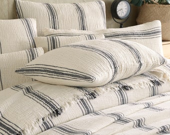 Boho King Size Baumwoll-Gaze Decke, zweifarbige weiche Musselin übergroße Bettwäsche, atmungsaktive Bettdecke in benutzerdefinierten Größen, 4-Schicht-Bettdecke