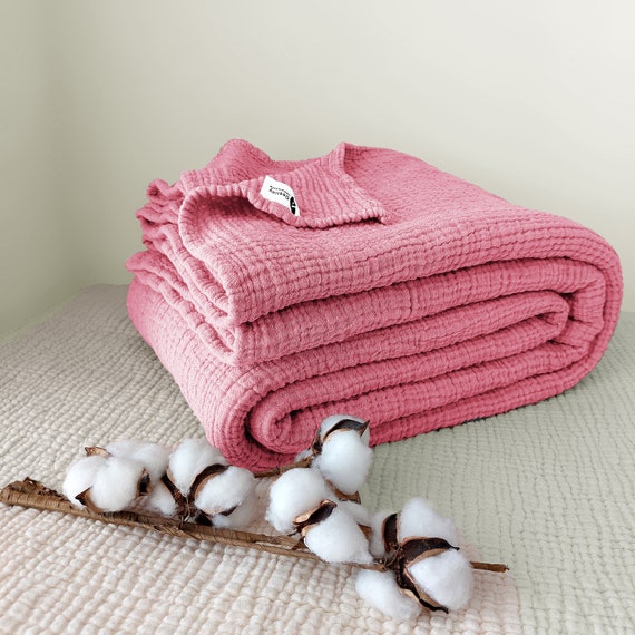 Rose Color Pure Cotton 4 Layer Gauze 4 Seasons Throw California King Queen Twin Toddler gauze Blanket Adult Oversized Cotton Throw Etsy Ireland