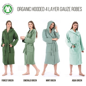 Unisex Organic 4 Layer Gauze Hooded Robe, Cotton Muslin Robe, Gauze Robe, Cotton Kimono Robe, Soft Robes for Women, Oversized Gauze Dress