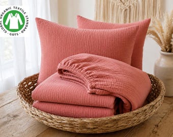 Organic Muslin Fitted Sheet Set: 2-Layer Cotton, Deep Pocket