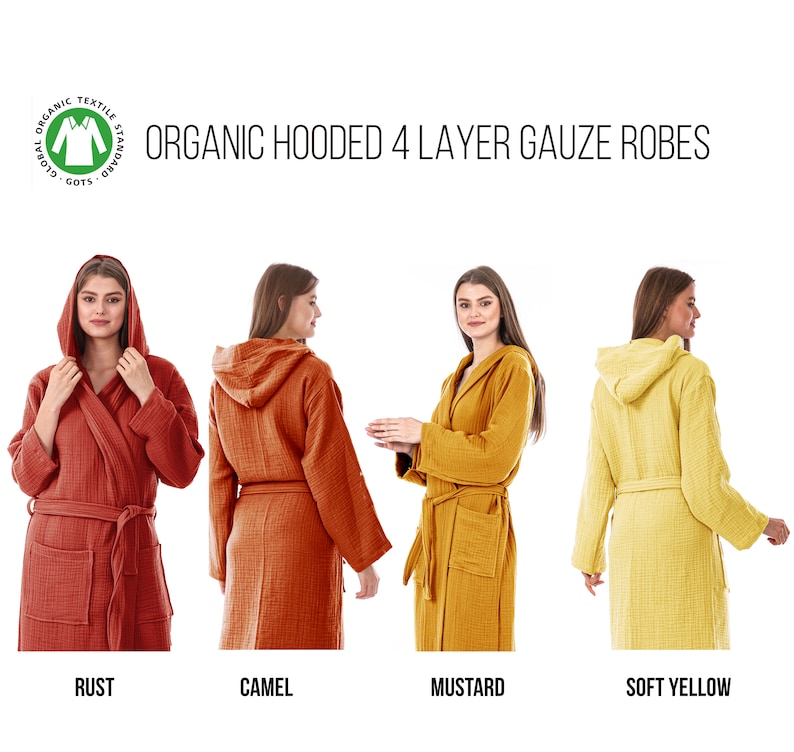 Unisex Organic 4 Layer Gauze Robe, Muslin Bathrobe, Cozy Dressing Gown, Soft and Chic Sauna Robe, Single Color Muslin Robe, Gift for Woman image 6