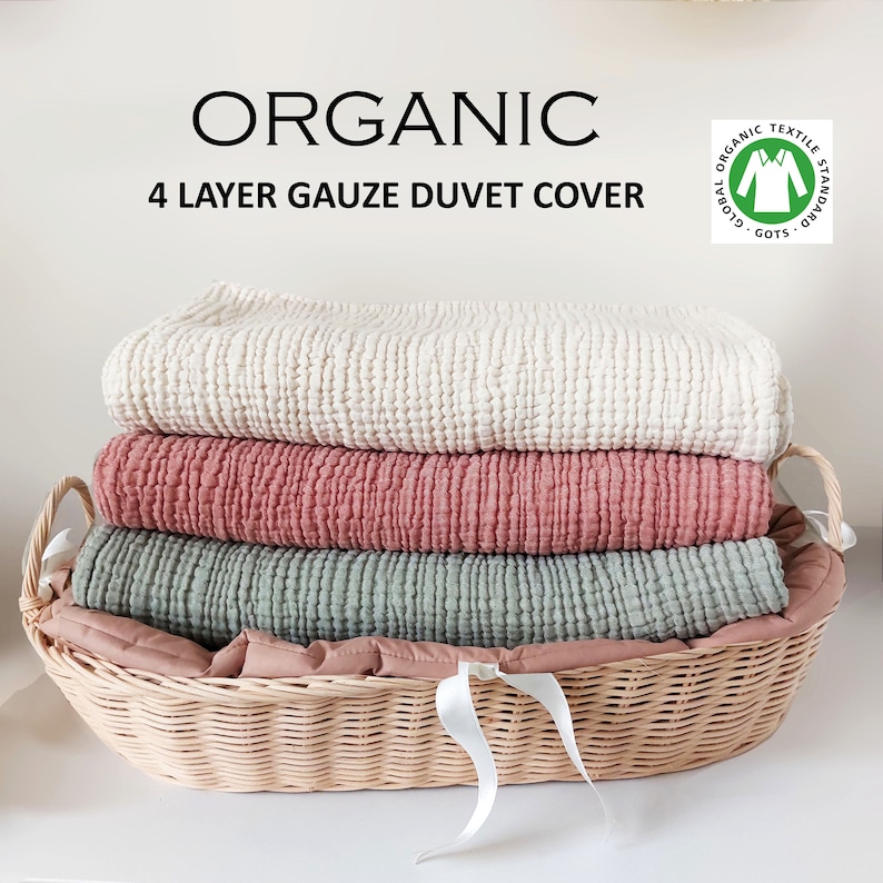 Organic Muslin Duvet Cover Set, Customized 4 Layer Gauze Set, Gauze Duvet Cover, Toddler, Adult Oversize Duvet Cover, Available With Zipper image 1