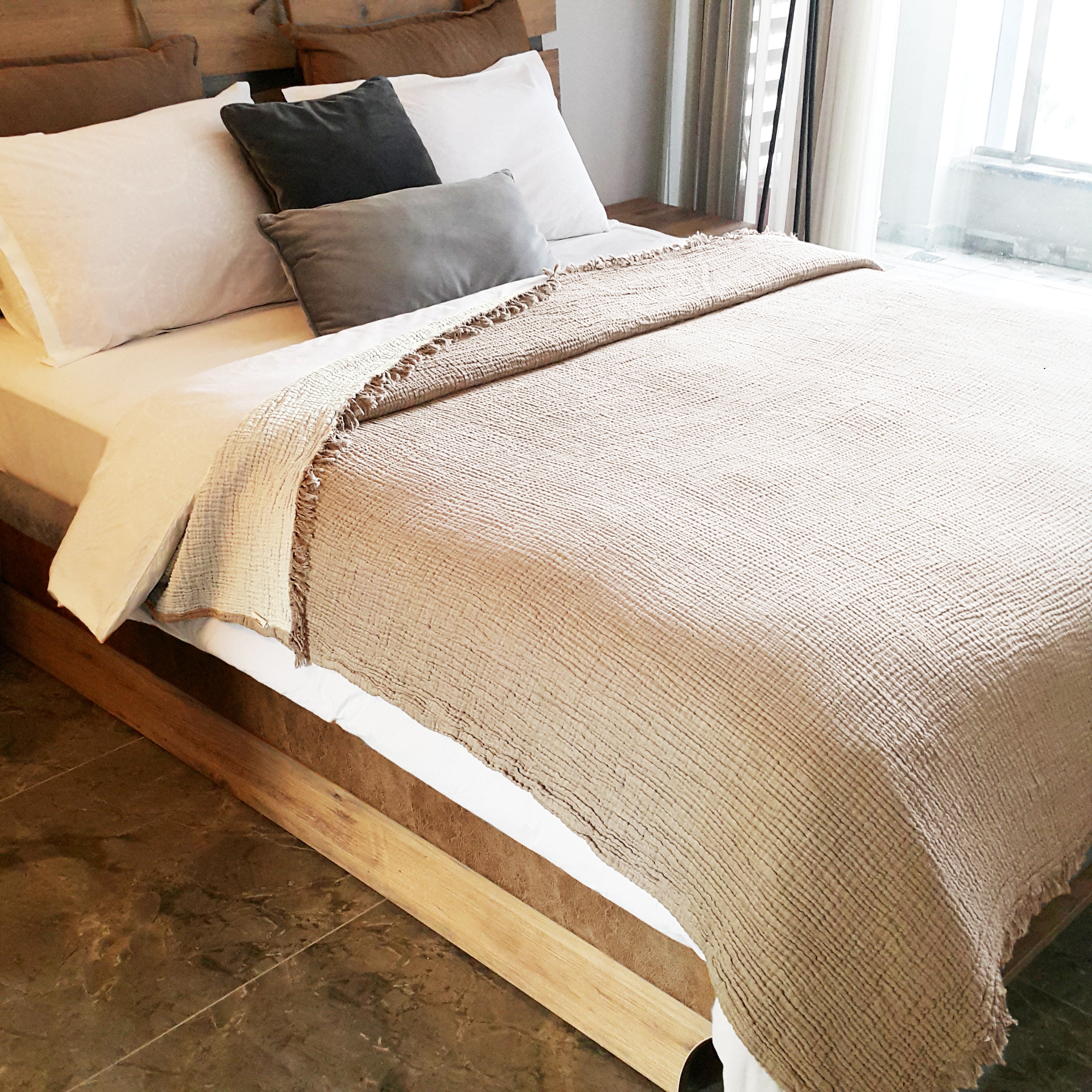 Cream Color Muslin Throw Muslin Quilt Muslin KingQueen Size Etsy