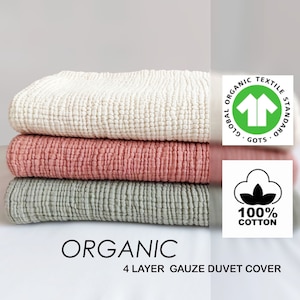Organic Oversize Muslin Duvet Cover Set, 4 Layer Toddler,Adult Set, Gauze Duvet Cover Set,Nursery Bedding , Adult Oversize Duvet Cover set