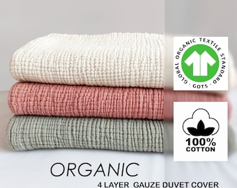 Organic Oversize Muslin Duvet Cover Set, 4 Layer Toddler,Adult Set, Gauze Duvet Cover Set,Nursery Bedding , Adult Oversize Duvet Cover set