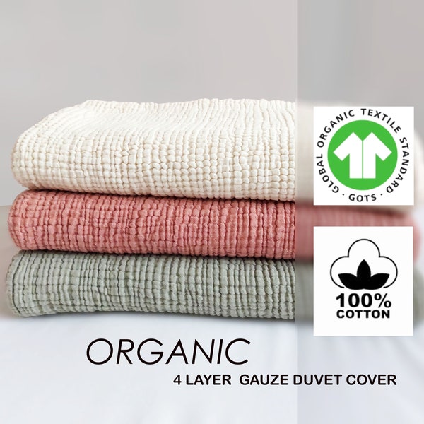 Organic Oversize Muslin Duvet Cover Set, 4 Layer Toddler,Adult Set, Gauze Duvet Cover Set,Nursery Bedding , Adult Oversize Duvet Cover set