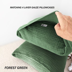 Forest Green Color Pure Cotton 4 Layer Gauze Throw, California King, Queen, Twin, Toddler,Gauze Blanket, Adult Oversized Cotton Throw image 3