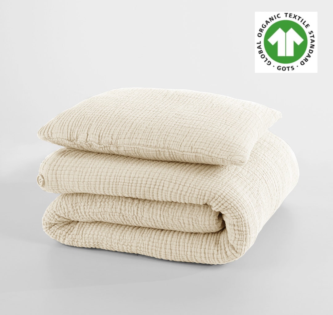 Organic Muslin Duvet Cover Set, Customized 2 Layer Gauze Set, Gauze