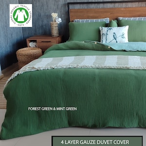 Organic Muslin Duvet Cover Set: Two-Sided 4-Layer Gauze Cotton
