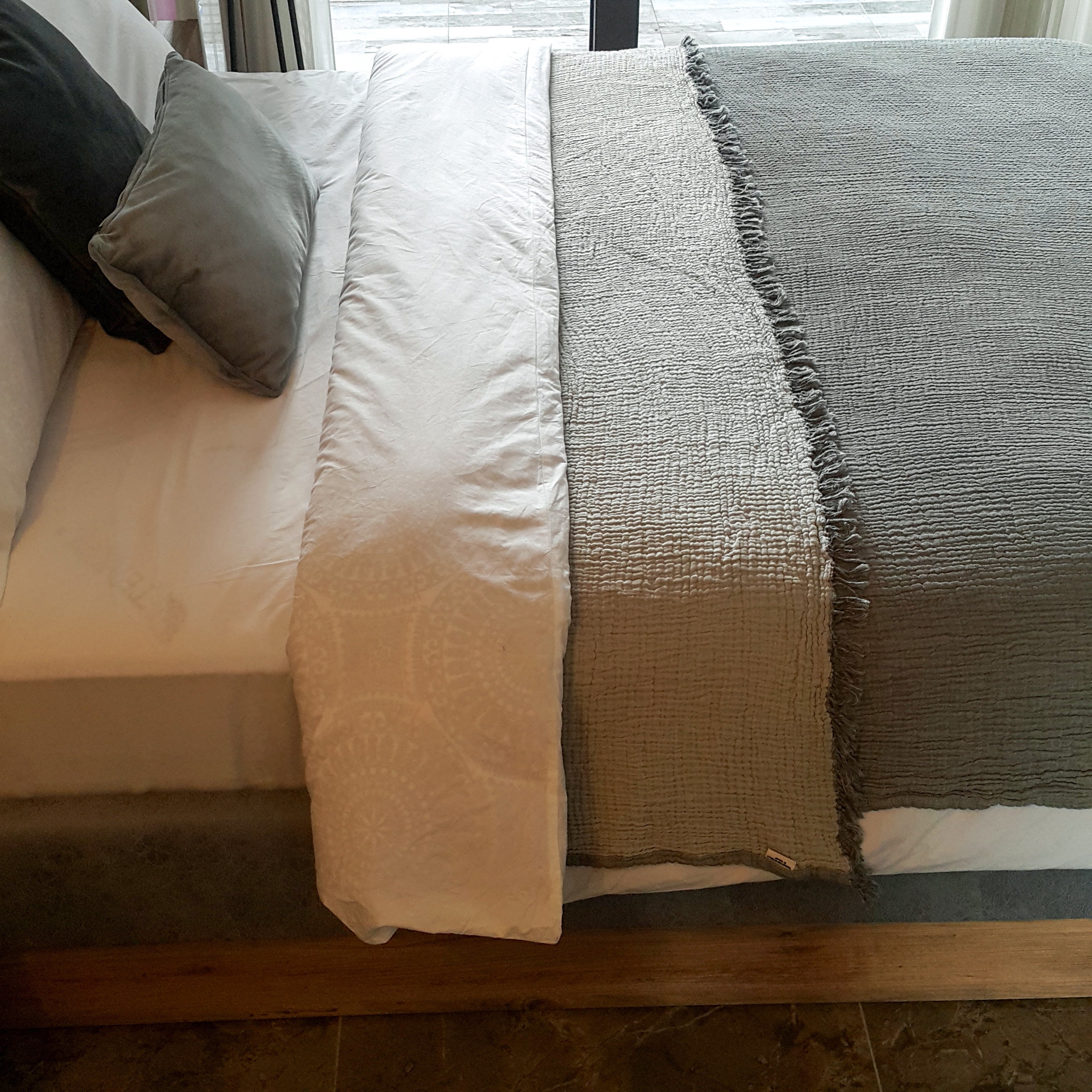 Soft King Gauze Linen Bed Cover Blue Soft Bedspread Organic Etsy