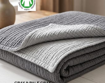 Oversized 8 Layer Gauze Throw ,King size Muslin, Adult Soft Bedspread, Organic Cotton Throw Blanket, Sofa Throw ,Queen, Twin, Toddler