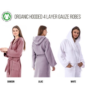 Unisex Organic 4 Layer Gauze Robe, Muslin Bathrobe, Cozy Dressing Gown, Soft and Chic Sauna Robe, Single Color Muslin Robe, Gift for Woman White