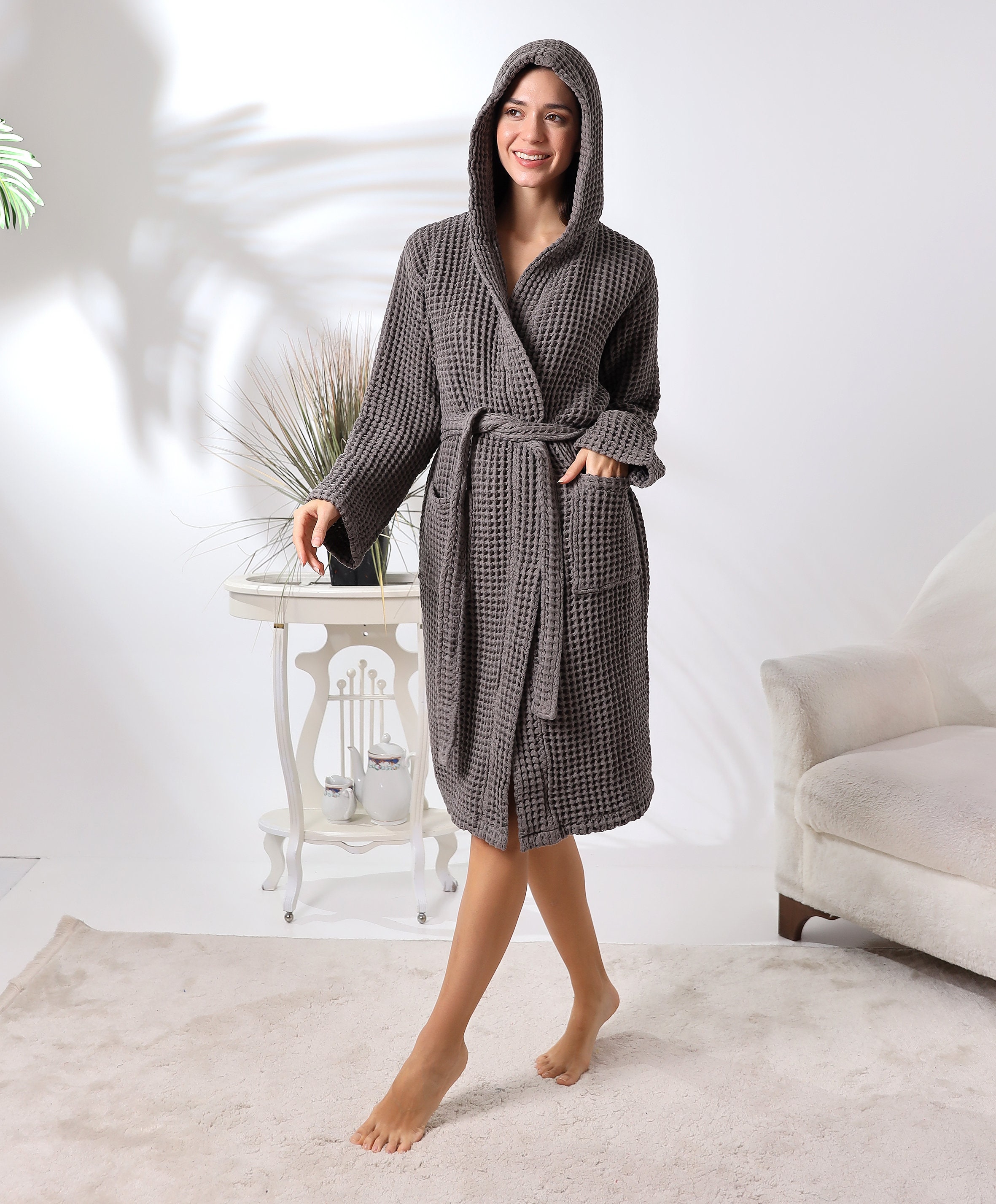 Organic Cotton Unisex Waffle Robe, Luxury Bathrobe, Waffle Robe Bridesmaid,  %100 Turkish Handmade Waffle Robe,breathable Robe.custom Robe. 