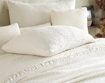 Boho Creme Farbe Baumwolle Gaze Decke, Zweifarbige Weiche Musselin Oversized Bettwäsche, Benutzerdefinierte Größe Atmungsaktive Tagesdecke, 4-lagige Bettdecke