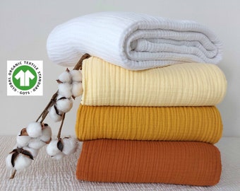 Organic %100 Pure Cotton 4 Layer Soft Lightweight Gauze Summer Blankets and Pillowcases, Available for Adults, Teenagers, Kids and babies