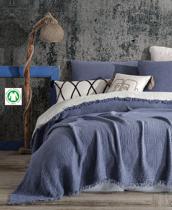 Organic Dual Color 4 Layers Gauze Throw Blanket Soft Gauze Bedspread Cotton Cozy Blanket Oversize King Queen Twin Toddler Size Blankets Etsy