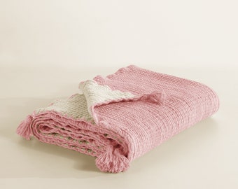 Handmade Muslin Gauze Baby Blanket: Organic Cotton Tassel Blanket