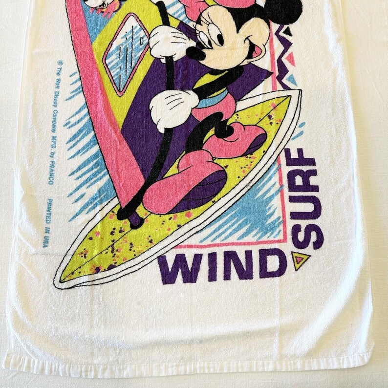 Vintage Disney Minnie Mouse Beach Towel Minnie's Adventure Club Surf Franco READ image 2