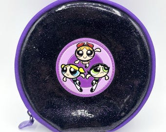 Vintage PowerPuff Girls CD Disc Case Y2K Cartoon Network Purple Jelly Sparkle