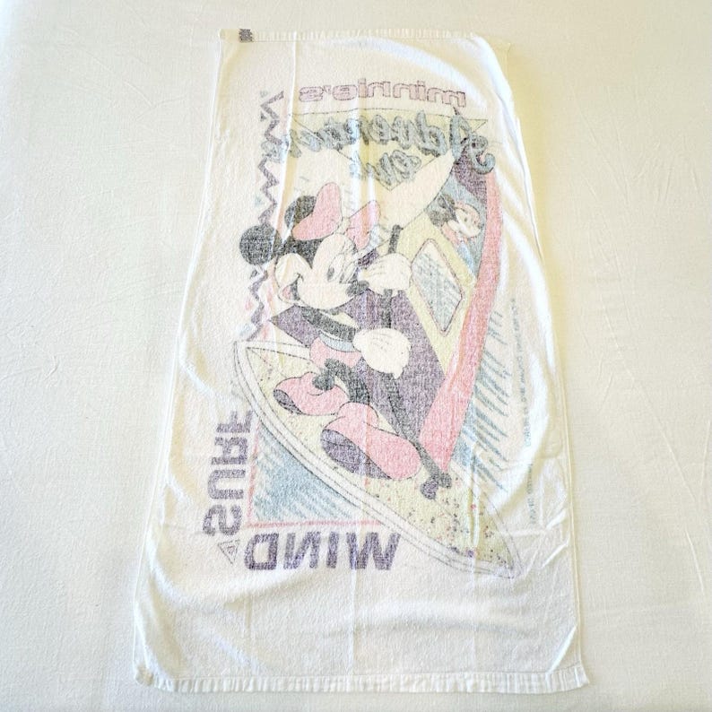 Vintage Disney Minnie Mouse Beach Towel Minnie's Adventure Club Surf Franco READ image 10