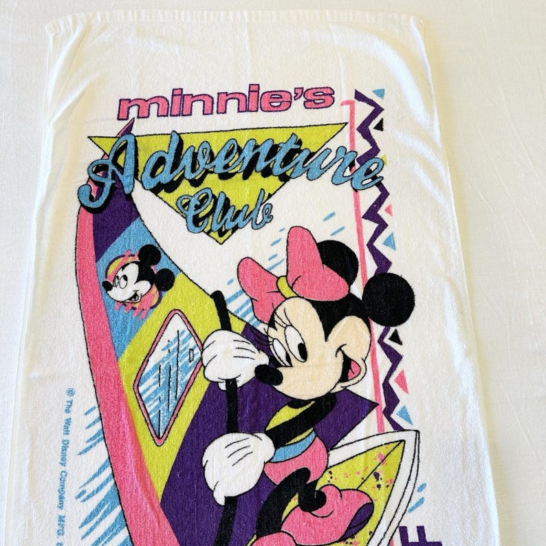 Vintage Disney Minnie Mouse Beach Towel Minnie's Adventure Club Surf Franco READ image 3