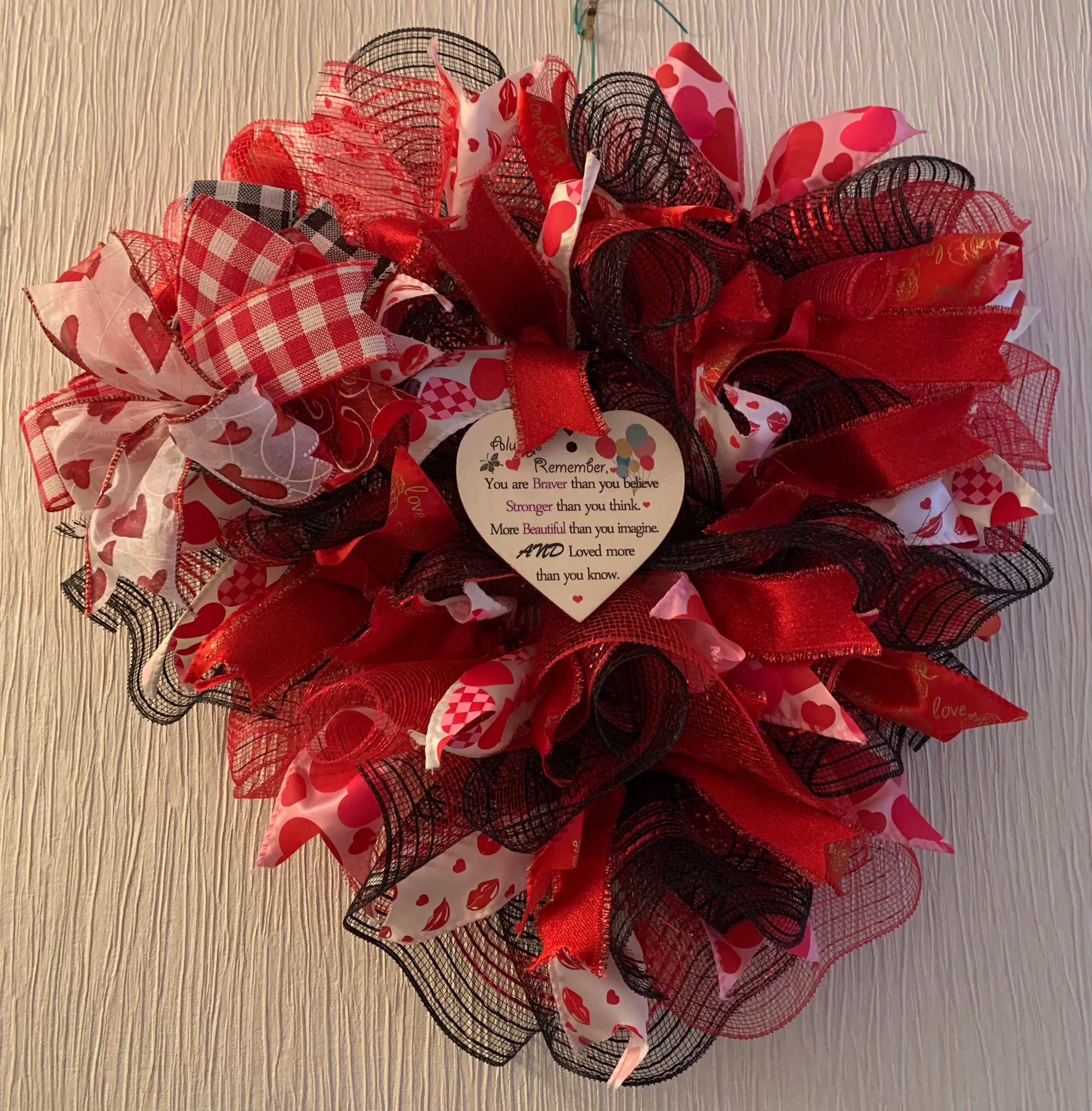 Heart Shaped Deco Mesh wreath suitable for Valentines Day Etsy