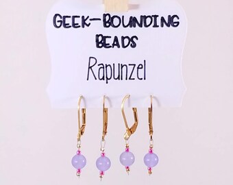 Rapunzel stitch markers, progress markers, earrings