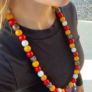 Kansas City Chiefs Football Team Beaded Necklace
