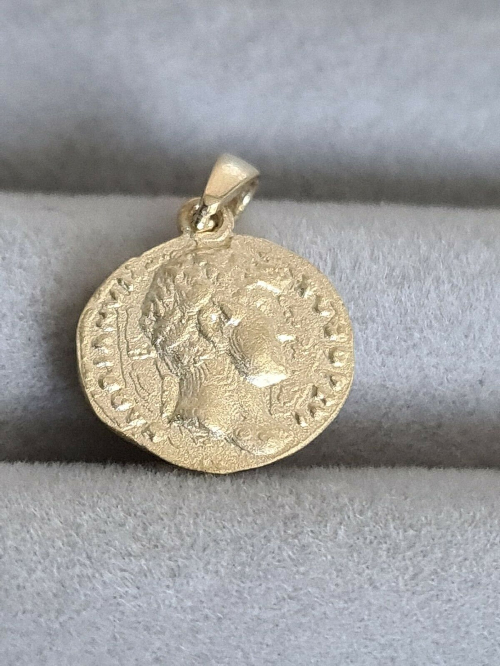 9ct Yellow Gold 17mm Satin Worn Roman Coin Pendant Gift Boxed - Etsy