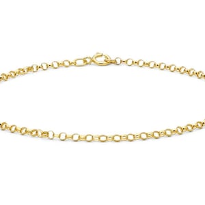 Solid 9ct Yellow Gold Lightweight Belcher/Rolo Chain Bracelet 18cm/7"