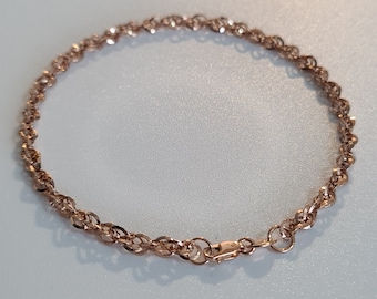 9ct Rose Gold 60 Diamond Cut Prince of Wales Bracelet 19cm/7.5'