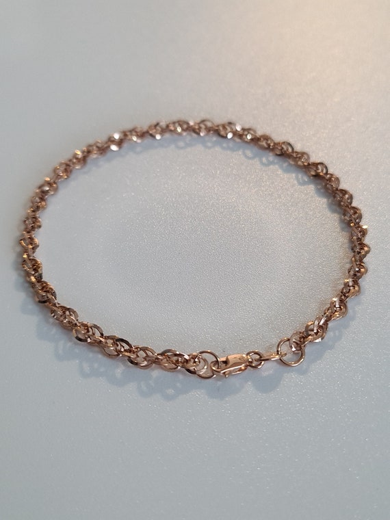 9ct Rose Gold 60 Diamond Cut Prince of Wales Bracelet 19cm 7.5