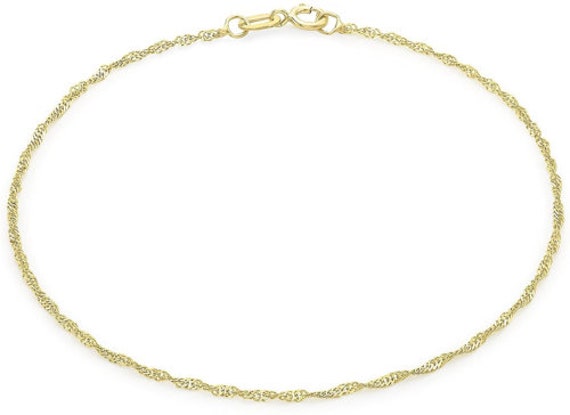 9ct Yellow Gold 30 Twist Curb Chain Bracelet 18cm/7" Thin Womens Gift Boxed 