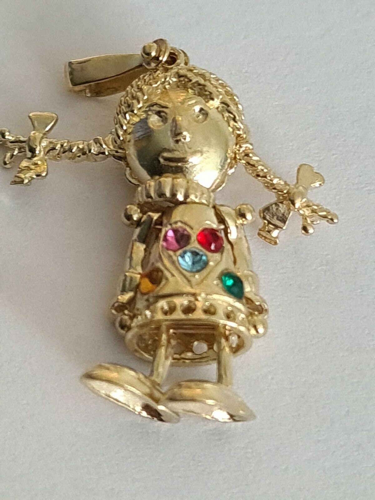 Buy Cute Doll Pendant Necklace With Small Red Heart, Aurore, Gold Plated  Brass and Enamel Online in India - Etsy